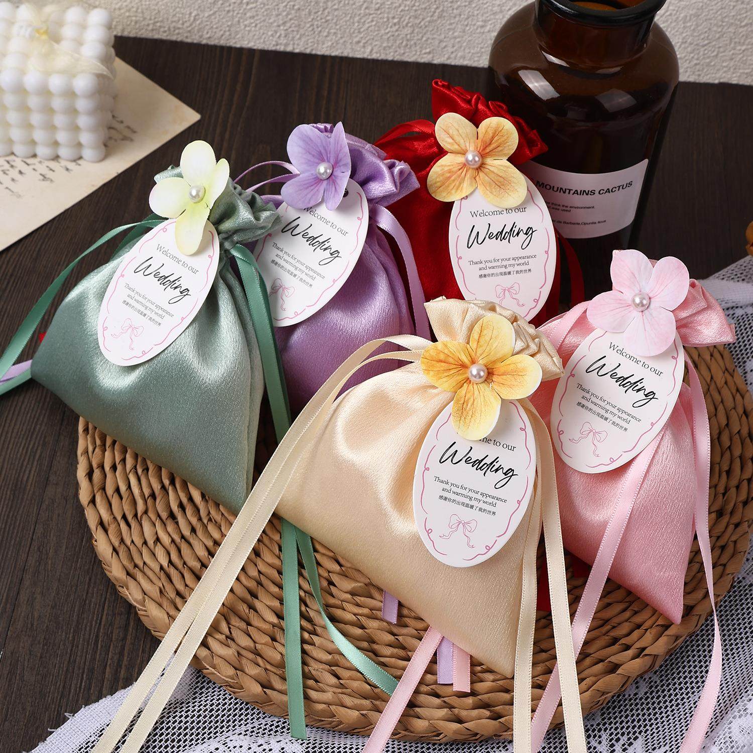 喜糖袋水晶缎丝绒袋子礼盒糖盒结婚伴手礼丝绒婚期少女心森系糖袋