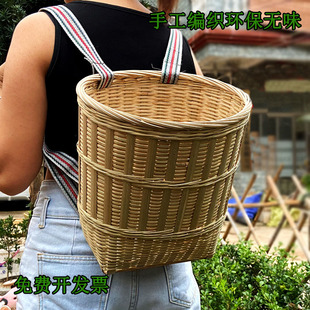 竹编背篓茶叶精编竹筐采摘竹篓收纳筐舞蹈道具大小号加厚承重力大