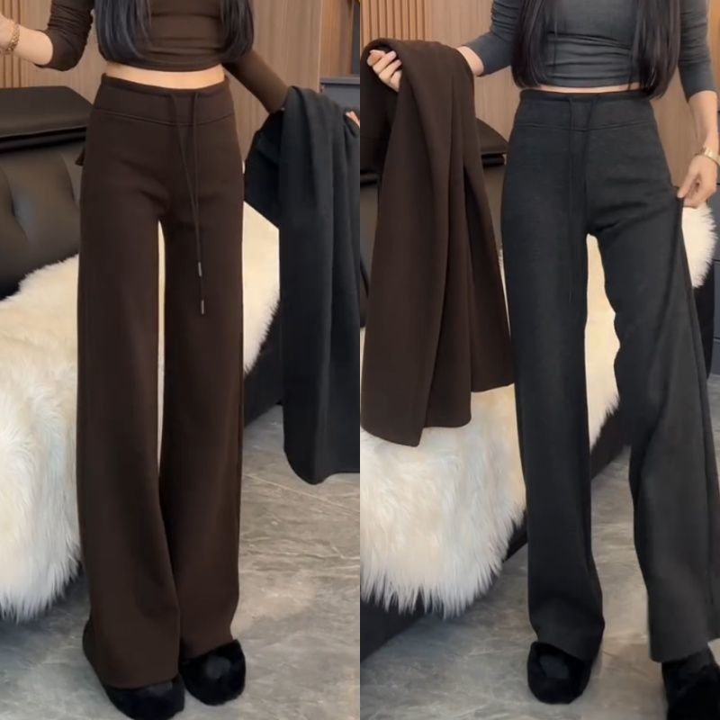 秋冬新款深灰色高腰显瘦卫裤