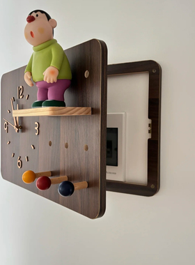 电表箱装饰画2025新款中古风电闸盒带钟表画免打孔轻奢高级感时钟