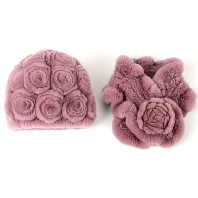 套装妈妈中老年人獭兔毛皮草帽子