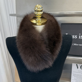 狐狸毛围巾女冬季 韩版 双面保暖护颈磁吸简约气质真兔毛领皮草围脖