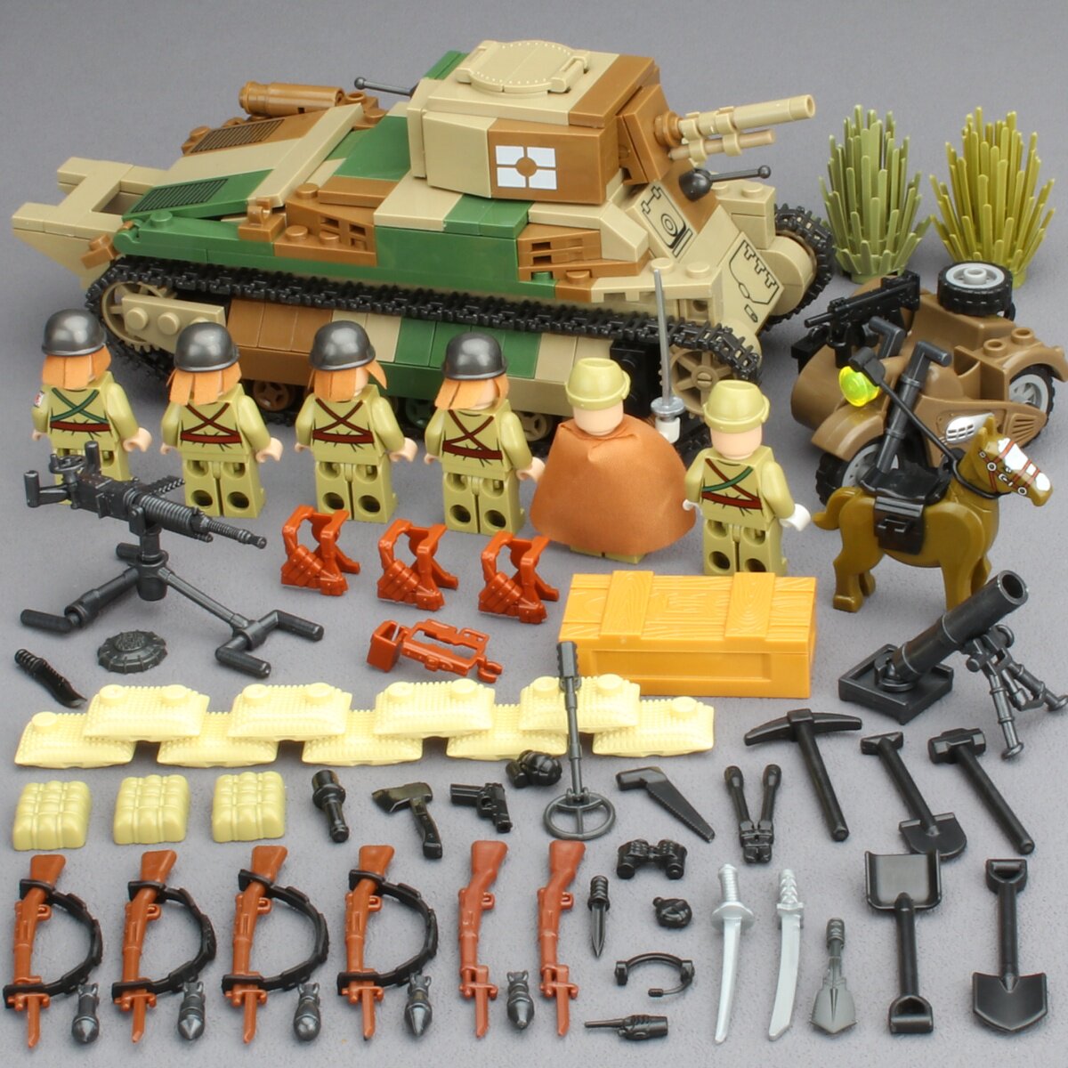 适用于乐高新款人仔二战坦克装甲车军事系列拼装人偶男孩玩具积木