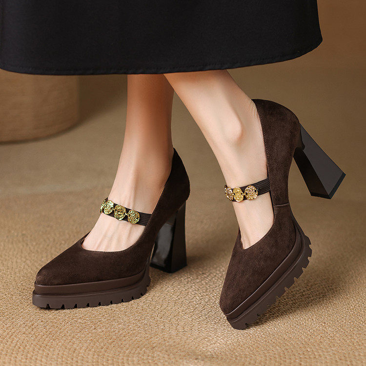 2025新款春夏季超高跟单鞋尖头厚底粗跟浅口气质法式女,女鞋,浅口单鞋,淘宝优惠券,粉丝福利购,淘宝优惠卷