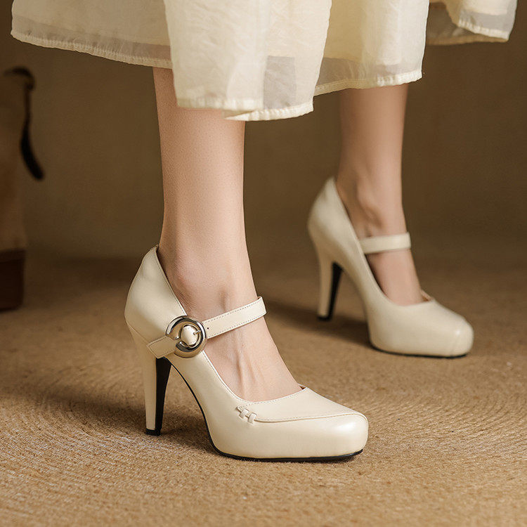 2026春秋新款细跟单鞋法式气质尖头玛丽珍高跟鞋配裙子女鞋子