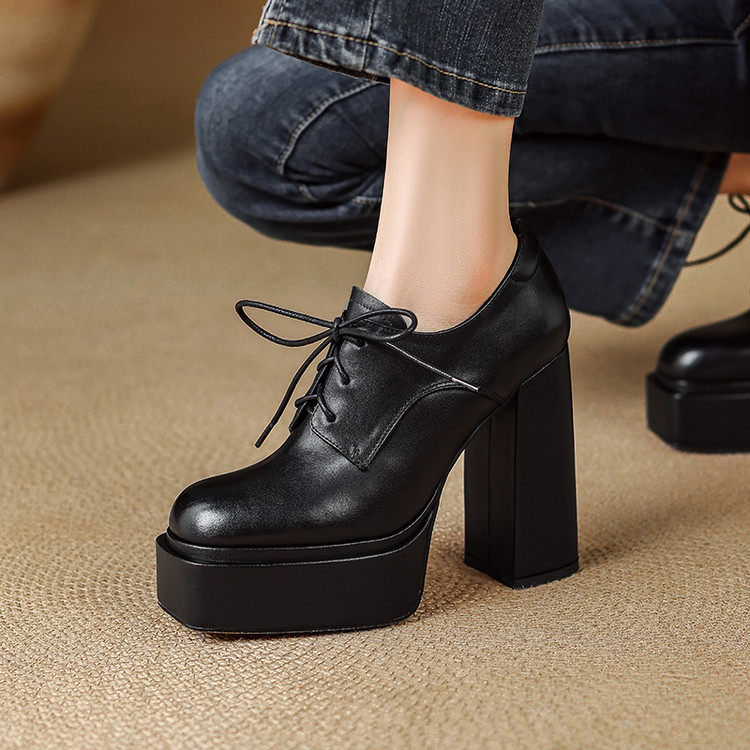 2025秋季新款时尚百搭系带女鞋11.5cm 超高跟防水台深口单鞋,女鞋,深口单鞋,淘宝优惠券,粉丝福利购,淘宝优惠卷