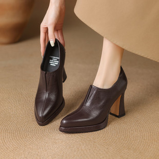 2025春秋季新款时尚气质百搭显瘦深口单鞋女9cm尖头高跟鞋