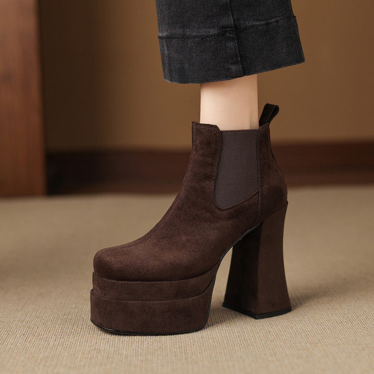 2026秋冬新款粗跟女款马丁靴爆款小个子短靴高跟切尔西女靴子