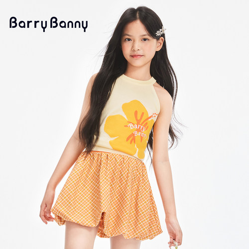 BarryBanny女童花卉冰丝背心上衣