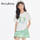 新款 BarryBanny女童猫咪印花短袖 T恤2026夏季 儿童女孩白色上衣女