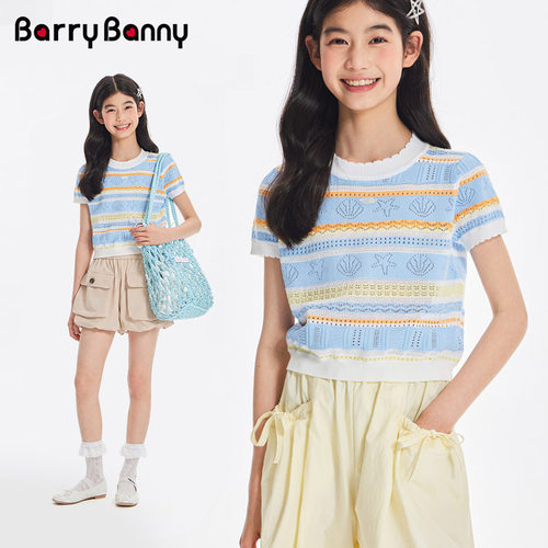 BarryBanny女童海洋短袖圆领T恤