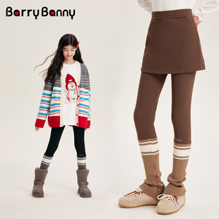 子中大童打底裤 BarryBanny女童假两件裙裤 加绒加厚秋冬儿童弹力裤