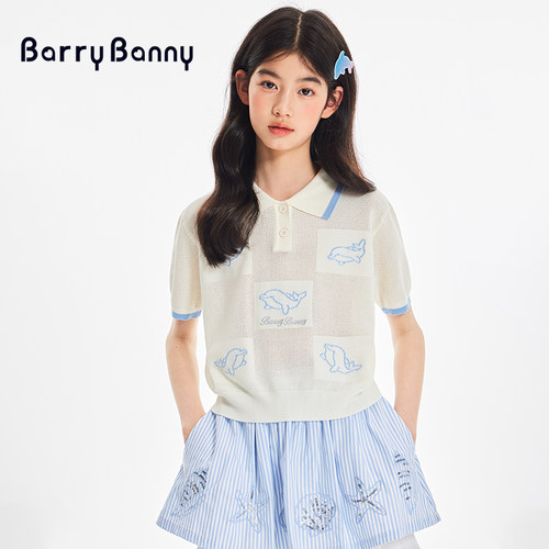 BarryBanny女童海豚Polo衫短袖t