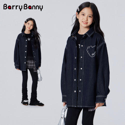 BarryBanny女童复古水洗牛仔外套