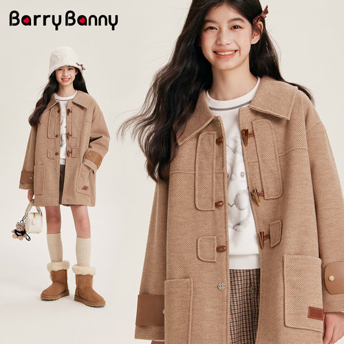 BarryBanny女童毛呢外套呢子大衣
