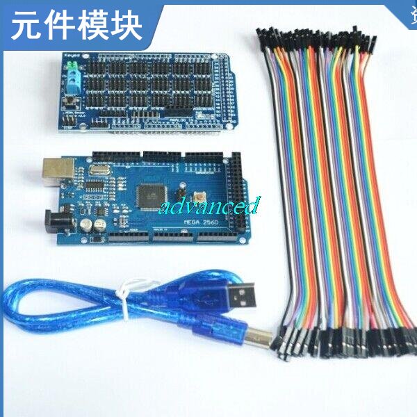 4合1套件mega 2560 Atmega2560 + Sensor Shield V1.0扩展板+usb