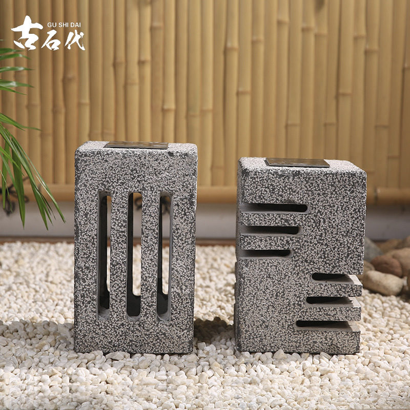 石灯日式室内枯山水新中式景观石灯笼装饰庭院户外太阳能草坪石雕