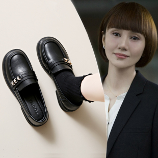 百搭平底单鞋 春秋乐福鞋 2026新款 上班jk工作鞋 女英伦风黑色小皮鞋