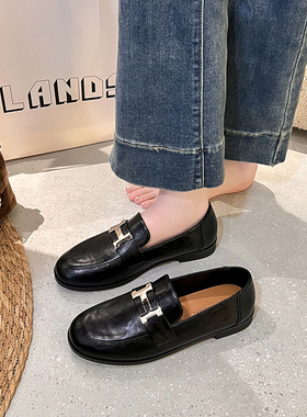 春秋单鞋女平底乐福鞋英伦风黑色小皮鞋2026新款jk工作鞋豆豆鞋子