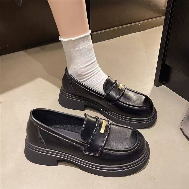 2026新款小皮鞋女英伦风厚底乐福鞋一脚蹬单鞋黑色豆豆鞋jk工作鞋,女鞋,乐福鞋（豆豆鞋）,淘宝优惠券,粉丝福利购,淘宝优惠卷