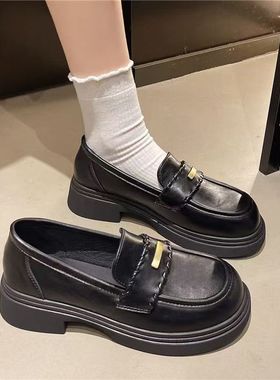 2026新款小皮鞋女英伦风厚底乐福鞋一脚蹬单鞋黑色豆豆鞋jk工作鞋