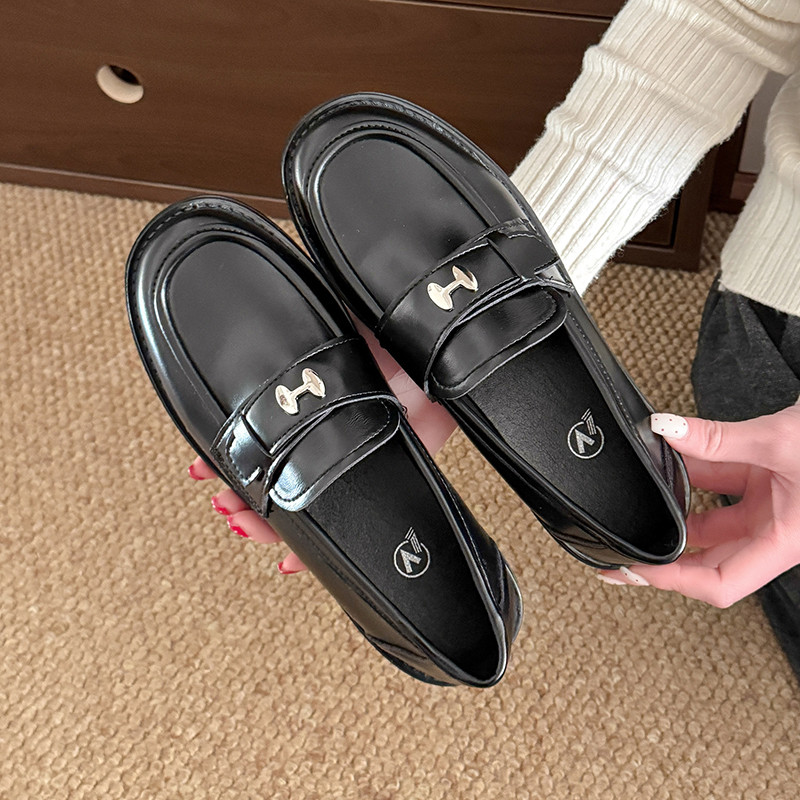 平底单鞋女2026新款春秋乐福鞋英伦风黑色小皮鞋一脚蹬工作鞋子,女鞋,乐福鞋（豆豆鞋）,淘宝优惠券,粉丝福利购,淘宝优惠卷