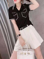 джинсовая ткань 休闲套装女夏季时尚减龄2023年新款高端气质女神范t恤短裤两件套