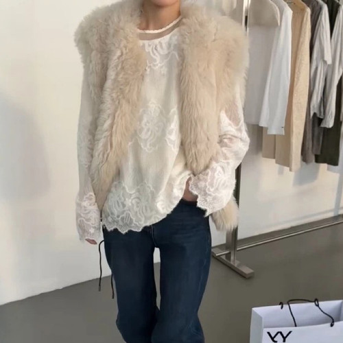 DW温柔韩系风蕾丝打底衫女宽松显瘦百搭上衣2026早春新款内搭8263