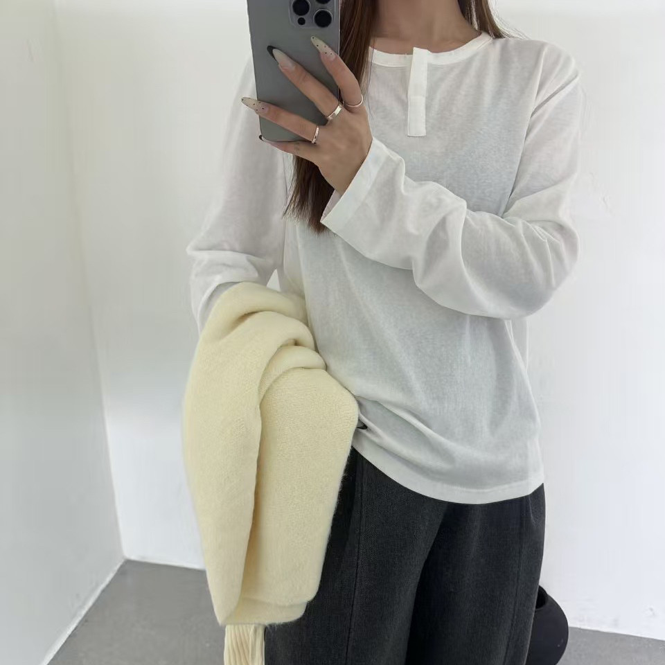 秋冬韩版雪花棉剪刀口棉宽松长袖T恤打底衫女百搭上衣8828新款
