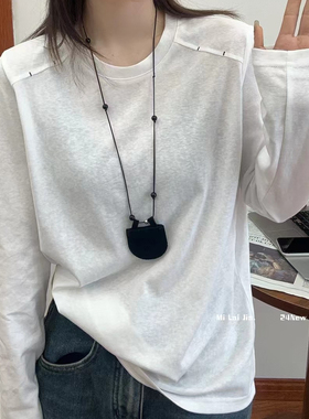 DW2026春秋新款时尚洋气肩部刺绣时尚百搭打底衫长袖T恤女7307