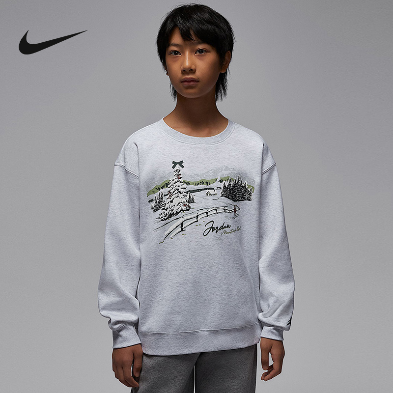 Nike耐克男女童新款百搭休闲针织运动卫衣无帽套头衫IQ9985-051