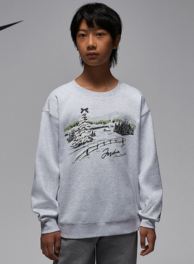 Nike耐克男女童新款百搭休闲针织运动卫衣无帽套头衫IQ9985-051