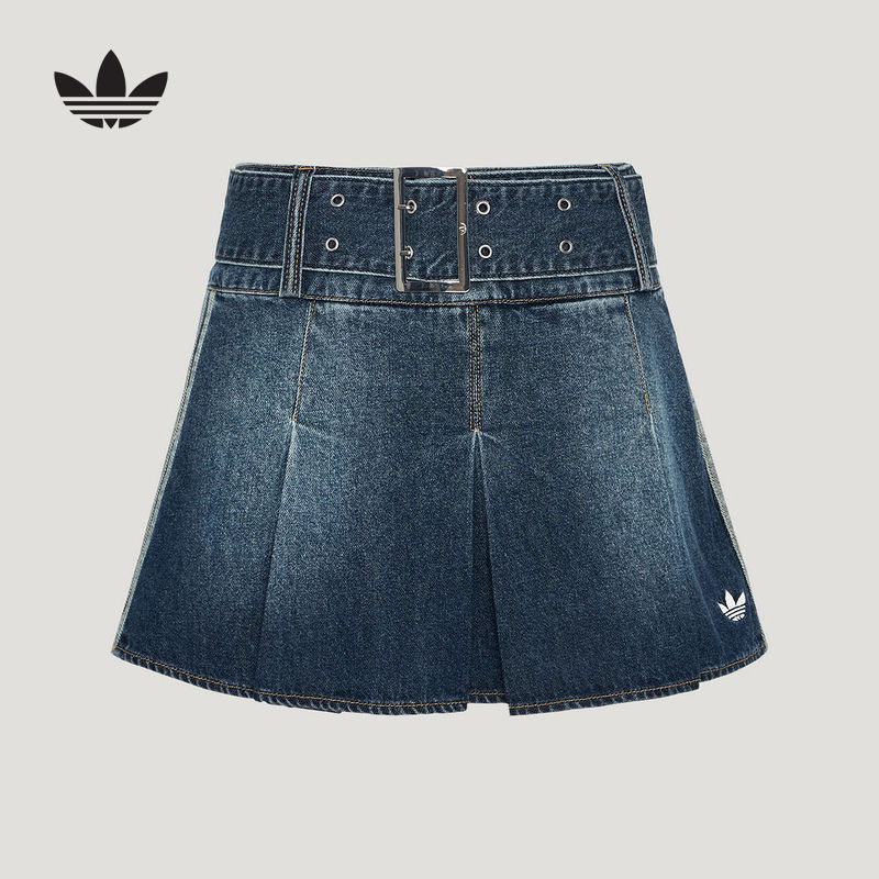adidas阿迪达斯三叶草短裙打底裤内衬防走光女牛仔半身裙 KX3049