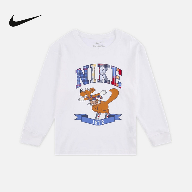 Nike耐克男女儿童新款百搭长袖T恤休闲舒适运动上衣IO6114-100