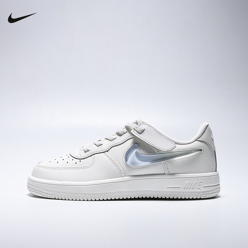 NIKE耐克男女童FORCE 1渐变透明大勾简版小空军运动鞋IR0592-101