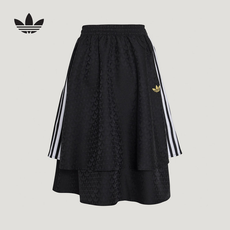 Adidas阿迪达斯女大童新款三叶草时尚百搭舒适运动半身裙KT4999
