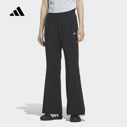 adidas阿迪达斯黑色微喇运动休闲裤2026夏女显腿长梭织长裤KH2621