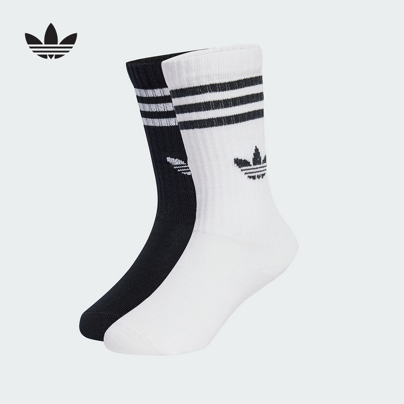 Adidas阿迪达斯男小童新款时尚三叶草CREW SOCK 3P休闲袜JZ7496