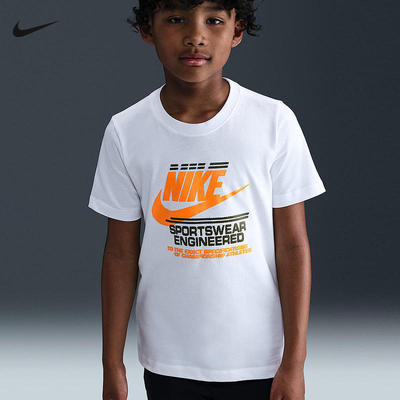 NIKE耐克男女短袖夏季新款大童运动T恤图案印花针织衫HV5217-100