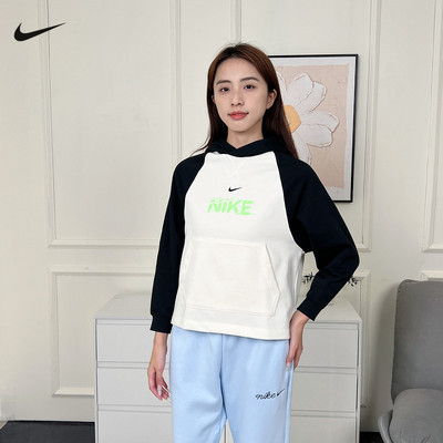 Nike耐克卫衣DRI-FIT大童男孩上衣拼接针织连帽套头衫IO0250-047