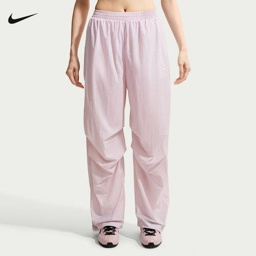 NIKE耐克女裤夏季轻薄透气运动裤宽松抽绳收口梭织长裤IO3377-583