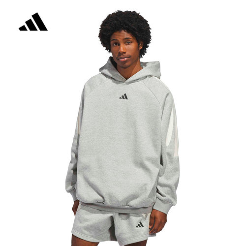 adidas阿迪达斯篮球加绒连帽套头衫2026春男女宽松运动卫衣KB7540