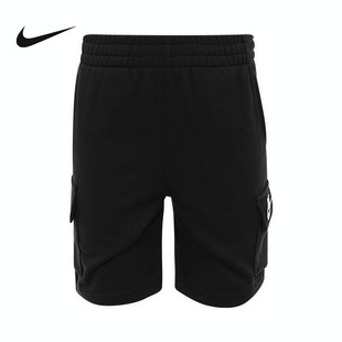 010 HQ7625 NIKE耐克男女童黑色休闲舒适百搭经典 透气针织短裤