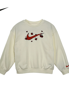 Nike耐克女童新款圆领针织套头衫休闲上衣舒适百搭卫衣IU5474-047