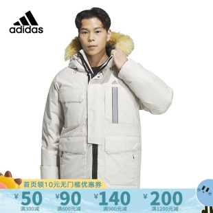 adidas阿迪达斯羽绒服男冬新款 连帽保暖毛领运动夹克外套IS0365