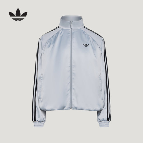 adidas阿迪达斯三叶草缎面百褶夹克TRACK TOP秋女梭织外套 LF2315