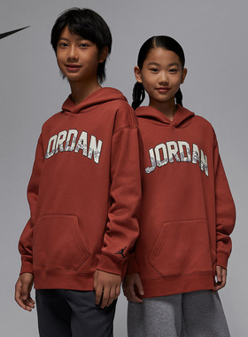 Nike耐克男女童新款百搭休闲舒适加绒套头连帽衫卫衣IQ2829-652