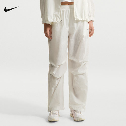 NIKE耐克女裤夏季轻薄透气运动裤宽松抽绳收口梭织长裤IO3377-133