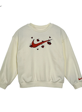 NIKE耐克幼童卫衣26春新年款女童法式毛圈针织圆领上衣IU5474-047