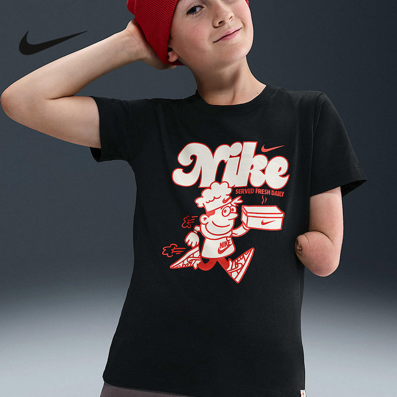 Nike耐克童装透气宽松运动休闲舒适针织衫百搭短袖T恤IH6276-010,童装/婴儿装/亲子装,T恤,淘宝优惠券,粉丝福利购,淘宝优惠卷